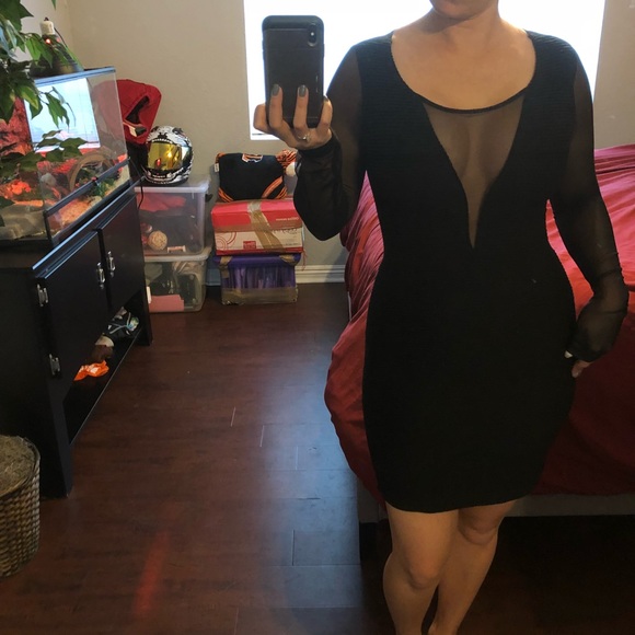 Little Black Mesh Dress - Picture 6 of 7